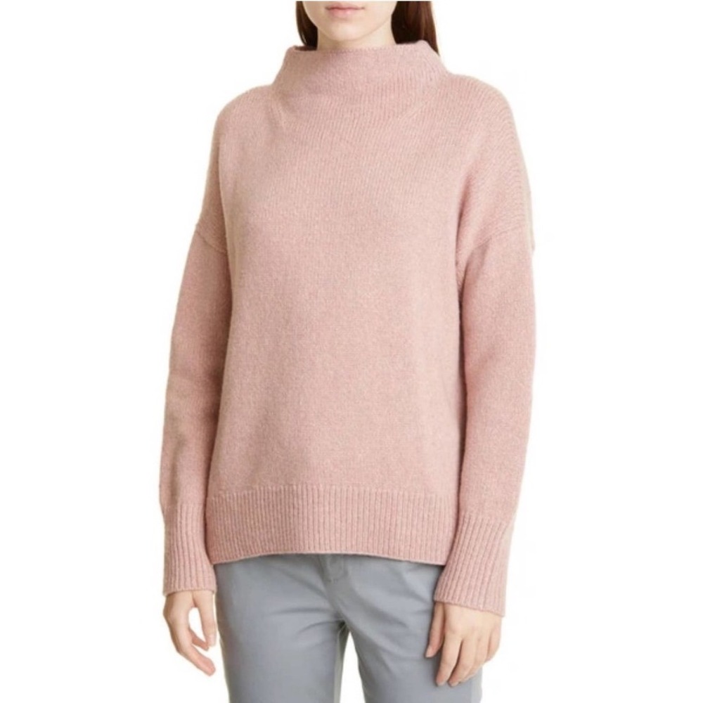 Vince Marled Wool Cashmere Funnel Neck Sweater Medium Dusty Rose